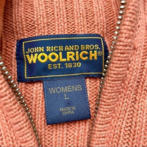 Woolrich Winter Melon Ribbed Quarter Zip Sweater L - Picture 2 of 11